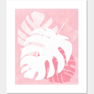 Monstera Leaves In Pink A Modern Botanical Design Posters and Art